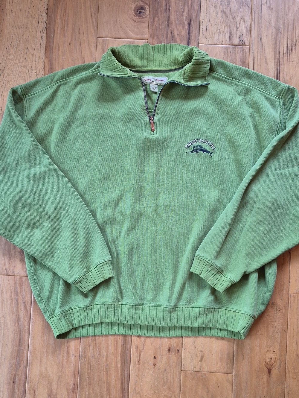 Tommy Bahama Light Green Quarter-Zip Pullover Sweater